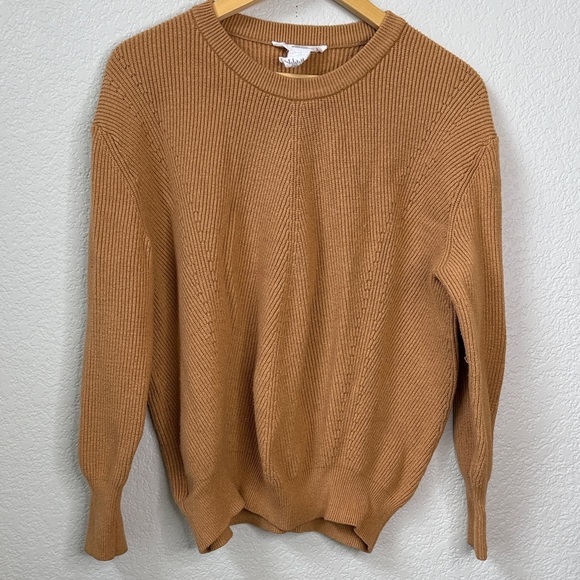 Workshop Republic Clothing Sweaters - Workshop Republic Clothing Crewneck Knit Sweater Tan Brown size Large